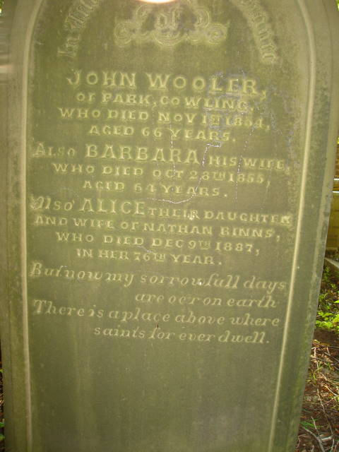 Gravestone Kildwick - John Wooler